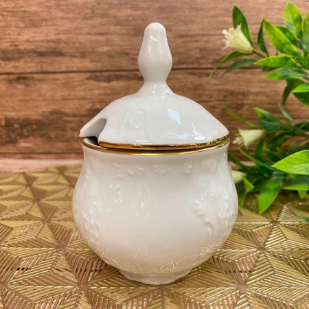 Емкость для специй 150мл фарфор ЗОЛОТАЯ ОТВОДКА с крышкой