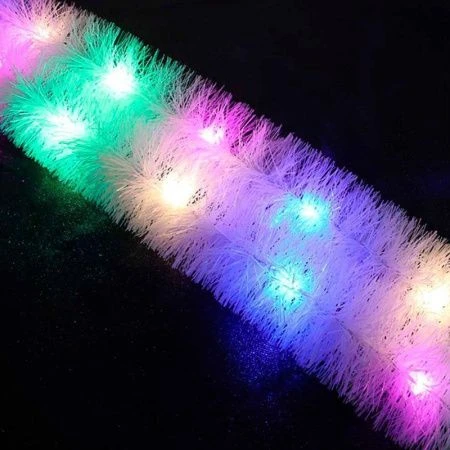 Гирлянда эл 7х220см с белой мишурой нитка росы пост.свечение мильтицвет 2хАА ПВХ СНОУ БУМ