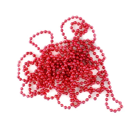 Украшение новогоднее Бусы ШАРИКИ 5м d6мм пластик красные JC-14954 (144)