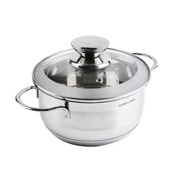 Кастрюля 1л нерж.сталь со стекл.крышкой 16см MB30972 (8)