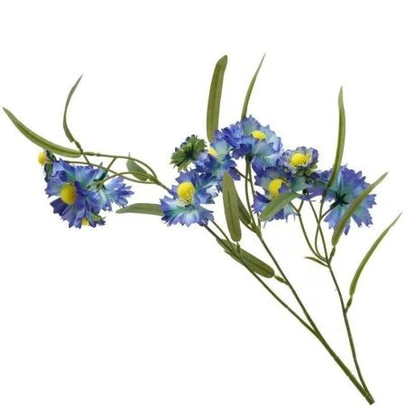 Цветок искусственный Цинния 10*10*67см голубой(60/360)