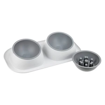 Миска для животных двойная 450мл пластик ТВИКС МАКСИ + подарок миска для медл. кормл. смоки (8)