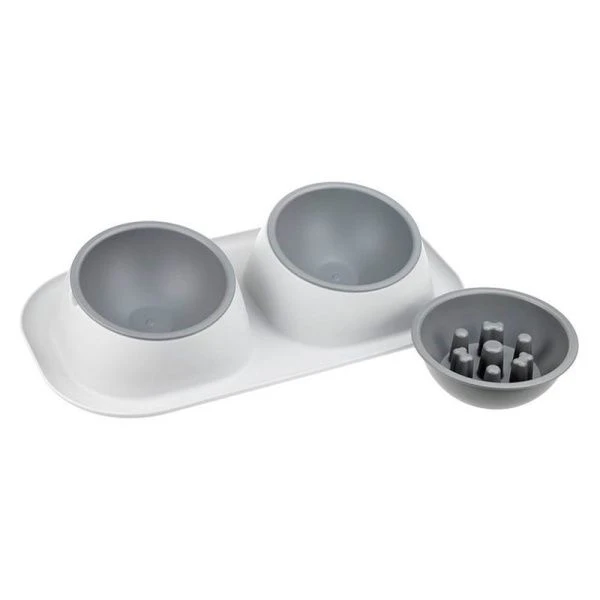 Миска для животных двойная 450мл пластик ТВИКС МАКСИ + подарок миска для медл. кормл. смоки (8)