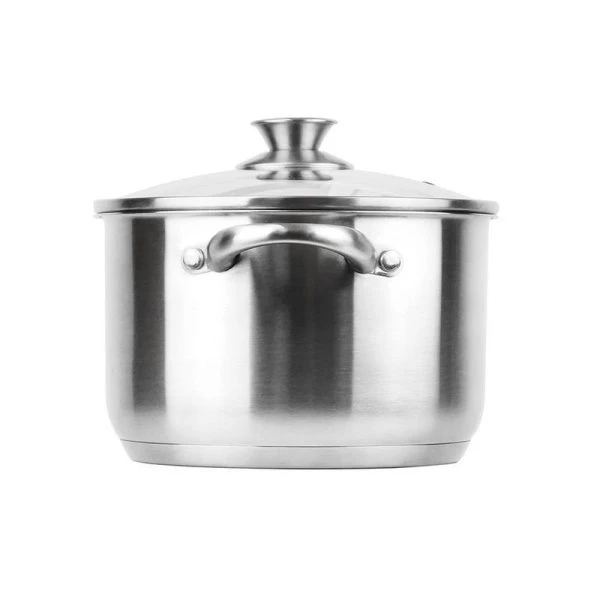 Кастрюля 5,1л 22*13,5см нерж.сталь АФИНА стекл.крышка капсулированное индукционное дно LR02-269