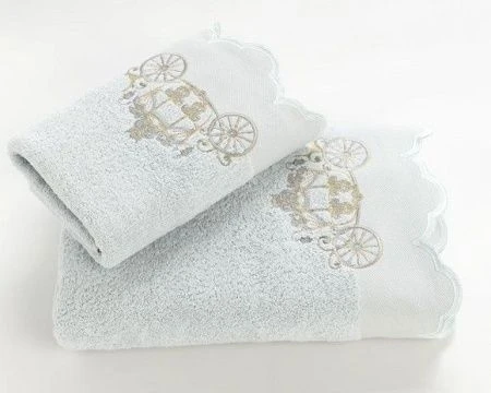 яяяНабор полотенец махровые вышивка Karna SOFIA-3 (50*90/70*140) (Светло-зеленый)