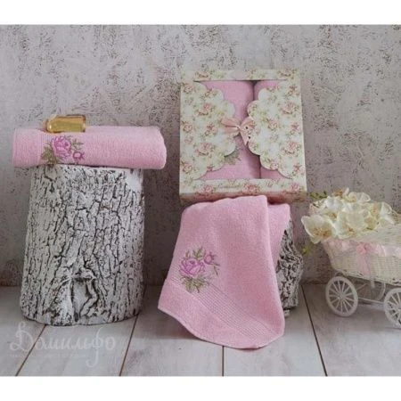 яяяНабор полотенец махровые Karna ROMANS (50*90/70*140) (Розовый) яяяНабор полотенец махровые Karna ROMANS (50*90/70*140) (Розовый)
