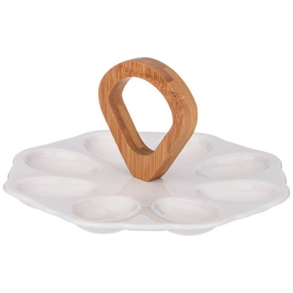 Подставка для яиц (на 8шт) 21*2см фарфор с дер.ручкой Native (24)