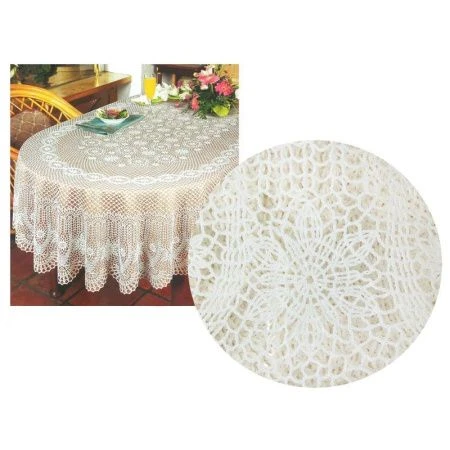 Скатерть 60*90 (150*228см) ПВХ ОВАЛ CROCHET бежевая S-308A (24)
