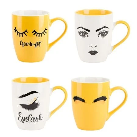 Кружка 360мл фарфор ВОЗДУШНЫЕ РЕСНИЦЫ 4 вида (48)
