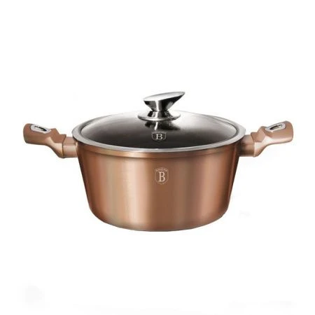 Кастрюля 2,5л кованый алюминий АП с стекл.крышкой 20см Rosegold Line (6)