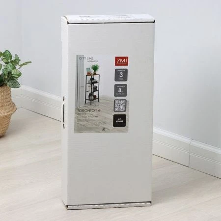 Стеллаж 4 полки 47*30*114см металл ТОРОНТО 14 каркас черный, верхняя полка ЛДСП (1)