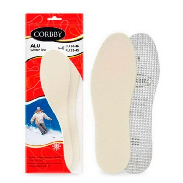 Стельки для обуви Corbby 3-х слойные шерсть/латекс пены фольга ALU (60)