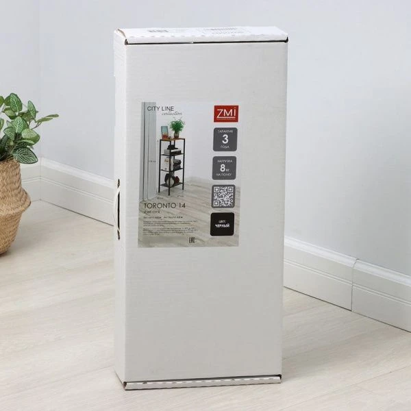 Стеллаж 4 полки 47*30*114см металл ТОРОНТО 14 каркас черный, верхняя полка ЛДСП (1)