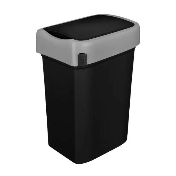 Контейнер для мусора 50л 43*33*63см пластик SMART BIN черный с подвижной крышкой (3/4)