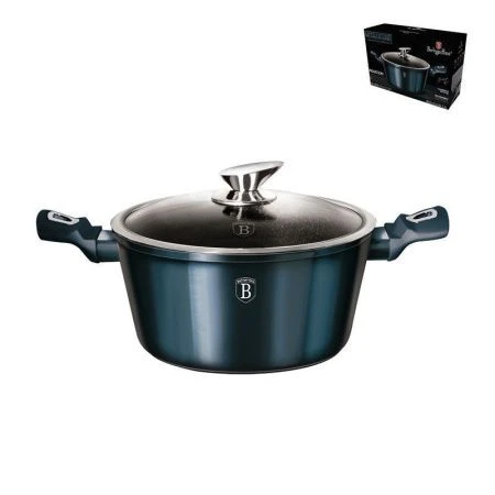 Кастрюля 4,1л кованый алюминий АП со стекл.крышкой 24см Aquamarine Metallic Line (6)