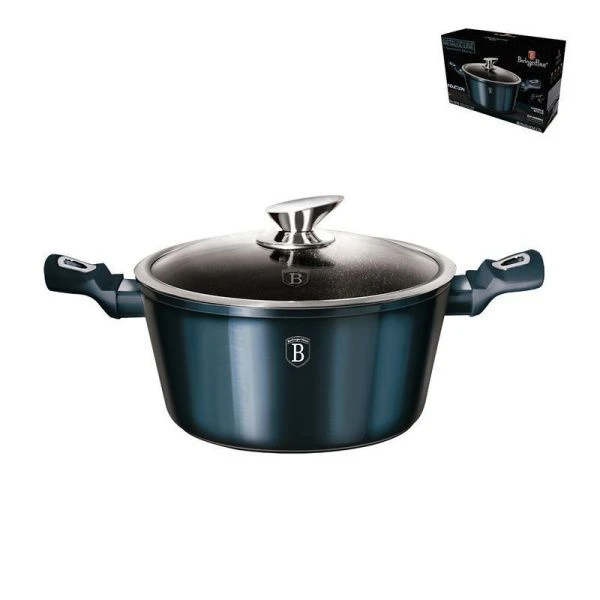 Кастрюля 4,1л кованый алюминий АП со стекл.крышкой 24см Aquamarine Metallic Line (6)