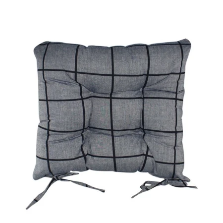 КВАДРАТ СИНИЙ Сидушка на стул (табурет) лён 40*40(+-5 см) с завязками LeSonnet арт. 1 ВЫВОД