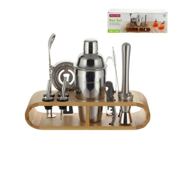 Набор бармена 19пр нерж.сталь на бамбук.подставке, арт. 7765 (8)