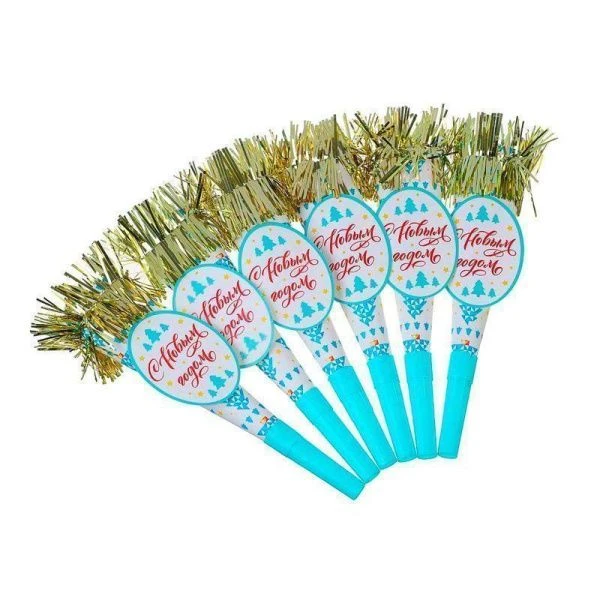 Гудки с новогодним декором, 6 шт, 19,5 см, пластик