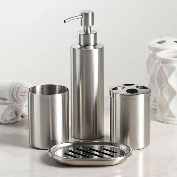 Набор для ванной, 4 предмета (мыльница, дозатор для мыла, 2 стакана) 3630177