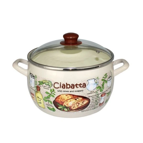 Кастрюля 5,7л эмаль ЧИАБАТТА эксклюзив со стекл.крышкой 22cм (4)
