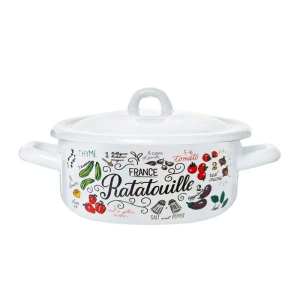 Кастрюля 1,45л эмаль РАТАТУЙ цилиндрическая (6)