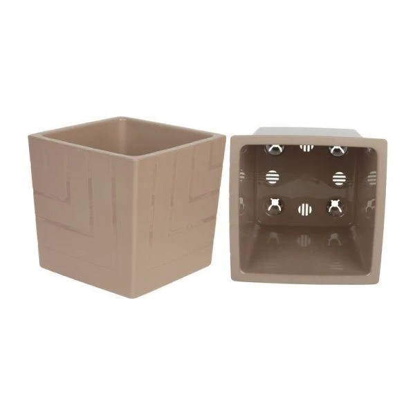 Горшок цветочный 1,2л 11,5*12см пластик КВАДРО с вкладкой фраппе (16)