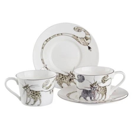 Чайный набор 4пр фарфор КОТИКИ на 2 персоны 200мл (12)