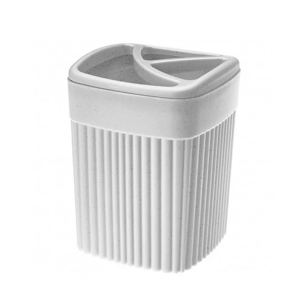 Стакан для зубных щеток 650мл 9*9*11,9см пластик VELVET светло-серый флэк (18)