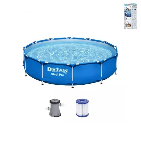 Бассейн каркасный круглый ПВХ Steel Pro 366*76см 6473л + фильтр-насос 56681 (1)