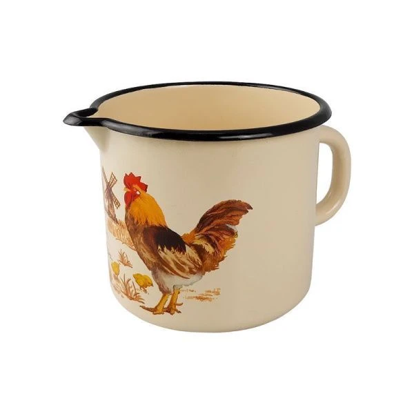 Кружка 1л эмаль ПОДВОРЬЕ слон.кость с рис. без крышки 40104-072/4 (18)