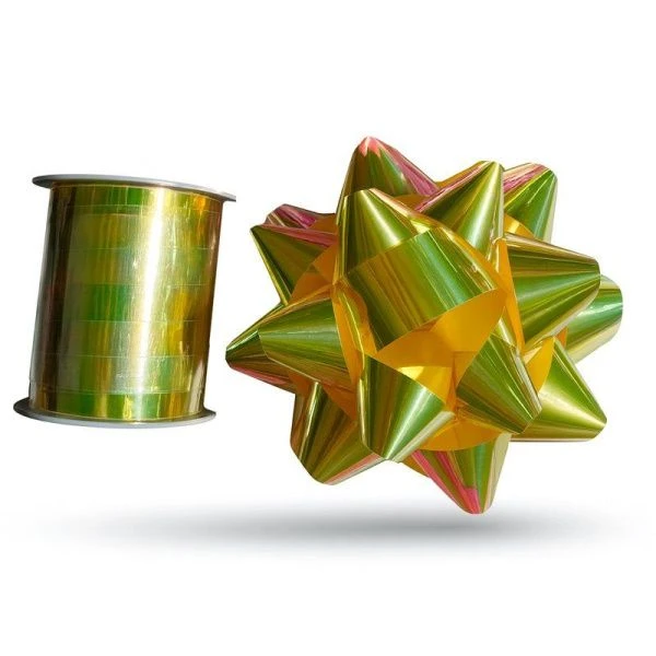 Набор для упаковки подарков (лента упаковочная 10мм*10м и бант) золото (360) JC-17106