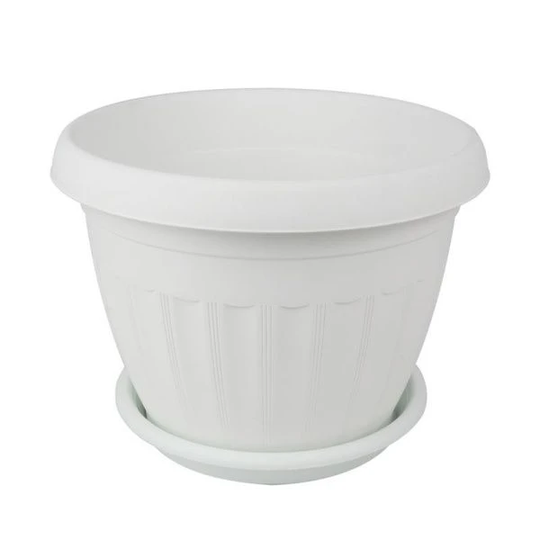 Кашпо 3,2л пластик АФРОДИТА №4 белый с поддоном (48)