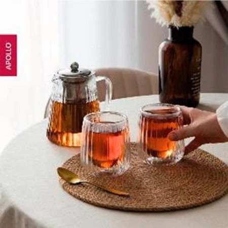 Чайный набор стекло 3пр (чайник 950мл с мет.ситом , 2 бокала 280мл) Costolette CST-002 (12)