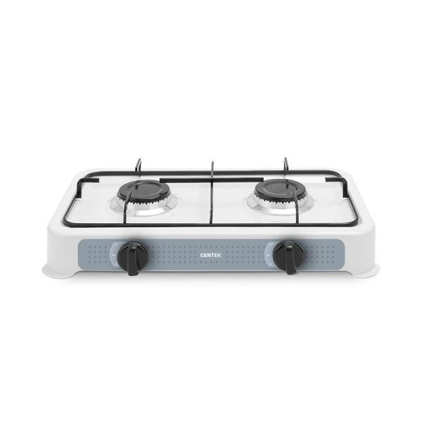 Плитка газовая металл Centek CT-1524 (белая) 2 конфорки сменная форсунка баллон/магистраль (5)
