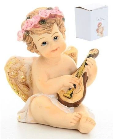 яяяФигурка Ангелочек с мандолиной 5,9*5,7*8см, полистоун (96)