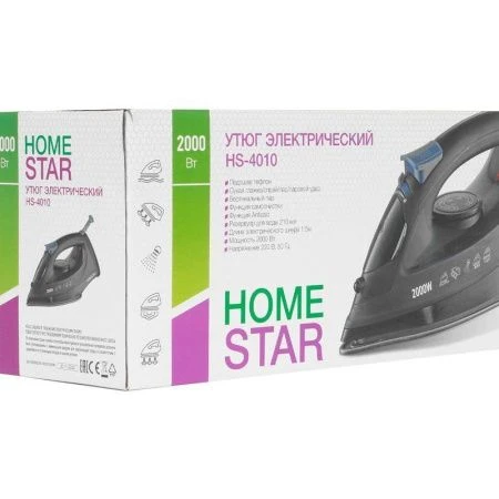 Утюг HomeStar HS-4010 черный  (2000Вт, пар, тефлоновая подошва, антинакипь)
