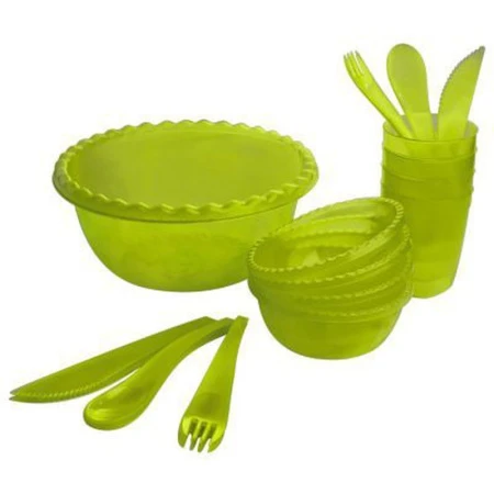 Набор для пикника Фазенда 21пр на 4 персоны зеленый прозрачный (20) ВЫВОД