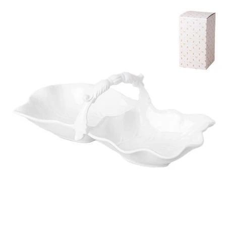 Менажница с ручкой 2 секции 25*13*9,5см керамика (12)