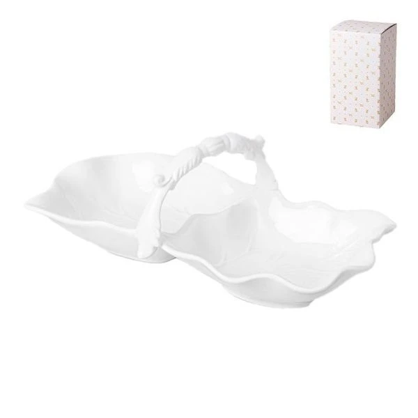 Менажница с ручкой 2 секции 25*13*9,5см керамика (12)