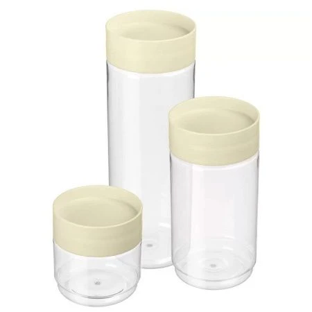 Набор банок для сыпучих продуктов 3шт (0,5/1/1,5л) пластик Asti светло-бежевый (6) 221103125/01