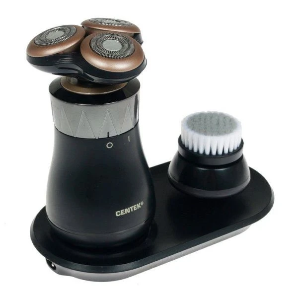 Бритва Centek СТ-2169 черн ротор 3D насадка для очистки кожи+влажное бритье,подставка адаптер