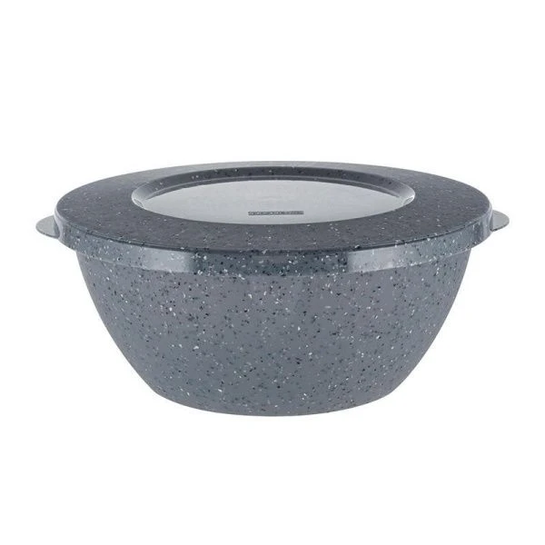 Миска 3л пластик Stone темный камень с крышкой (20)
