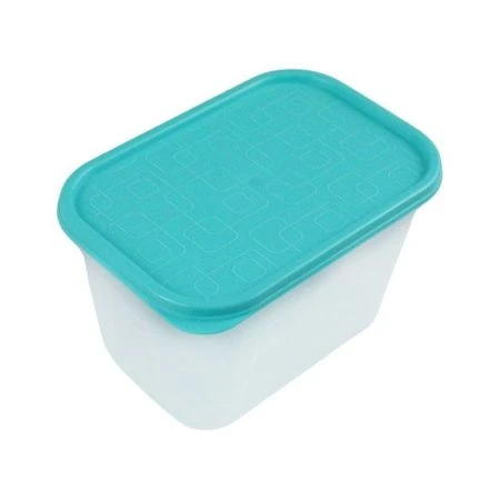 Контейнер пищевой 700мл 141*96*83мм пластик прямоугольный бирюзовый (45)