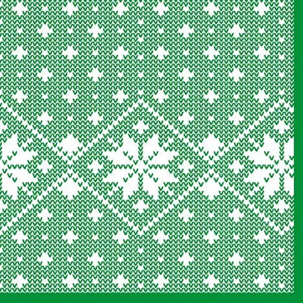 Салфетки бумажные новогодние Лори 2-х слойные 33*33 зеленые (16)