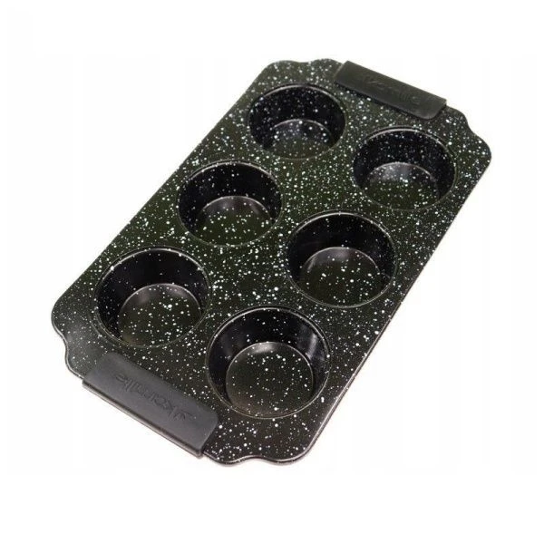 Форма для запекания 6 ячеек 30*18*3см угл.сталь АП мрамор серый/черный, арт. 6038 (12)