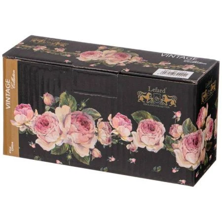 Салфетница 14*7см фарфор ВИНТАЖ.ПИОНЫ черная (48)