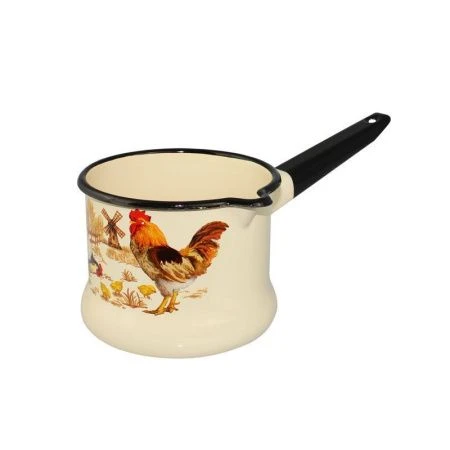 Ковш 1л эмаль ПОДВОРЬЕ слон.кость с рис. без крышки 90104-072/4 (8)