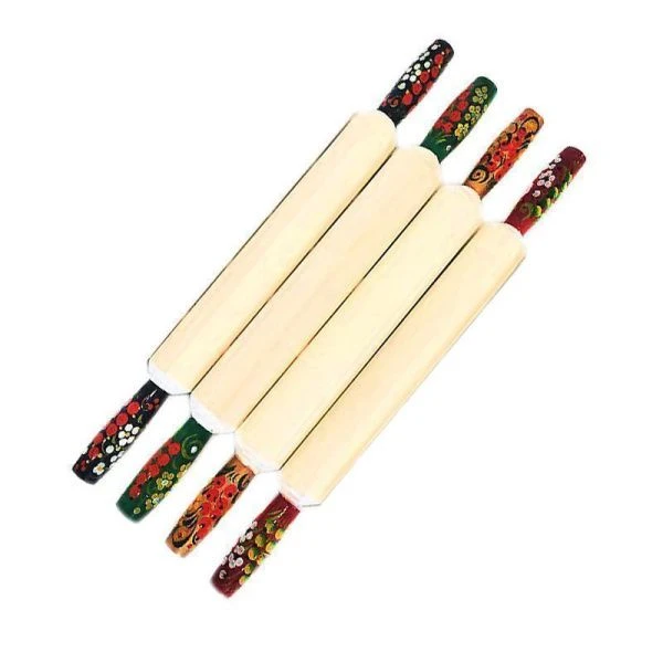 Скалка 45*5см дерево с ручками роспись Хохлома (1)