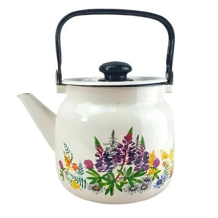 Чайник 3,5л эмаль ЛЮПИНЫ жемчужный С-2713/4Жм Рч (4)